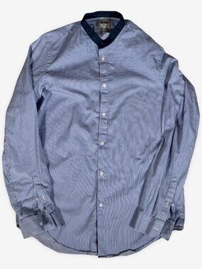 Vintage ACNE Acne Studios Pinstripes Mandarin Officer Collar Button-Up Shirt